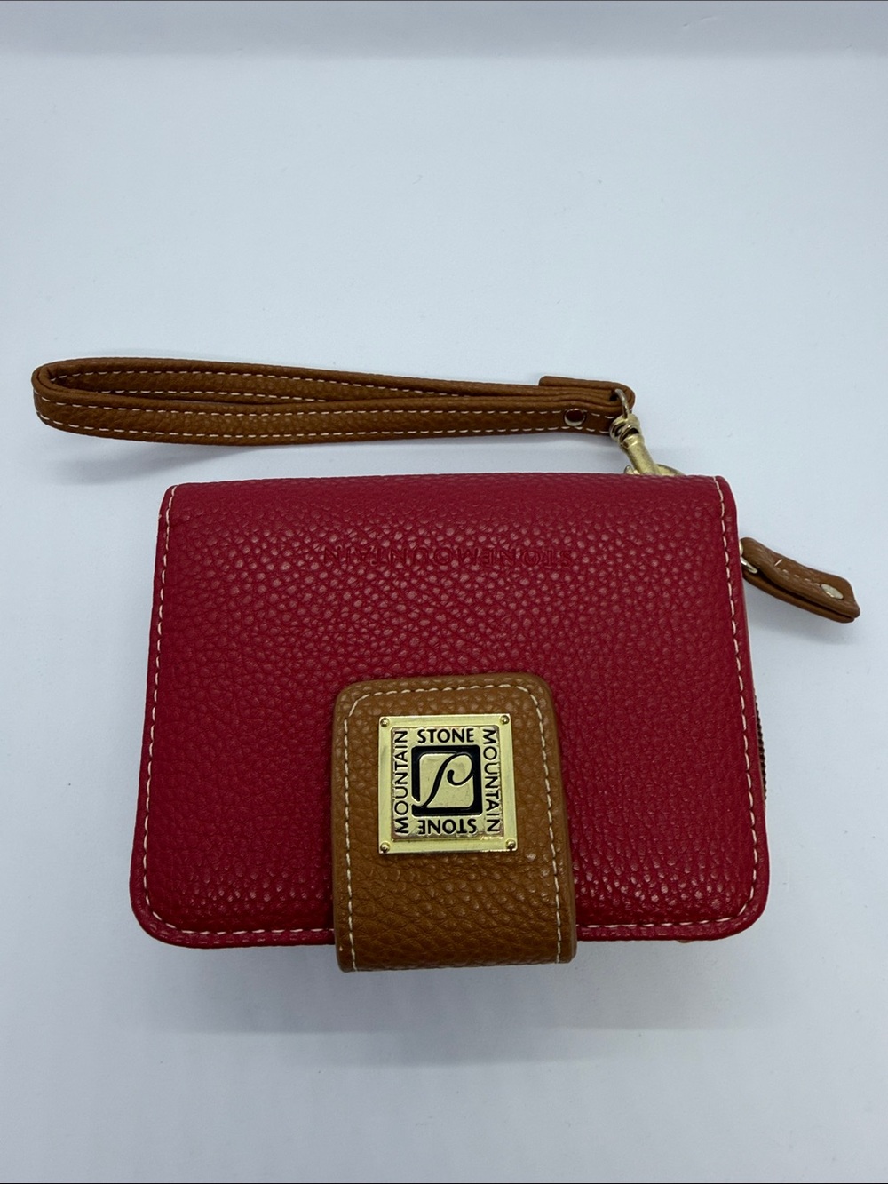 Stone Mountain Accessories Red and Brown Leather Wristlet Wallet